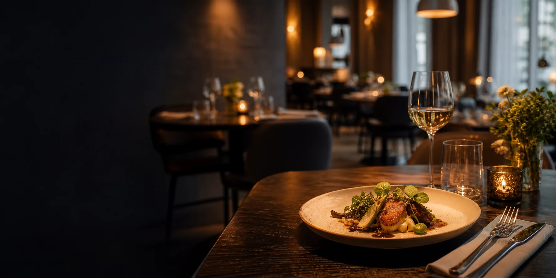 Stimmungsvoll gedeckter Tisch in einem modernen Restaurant