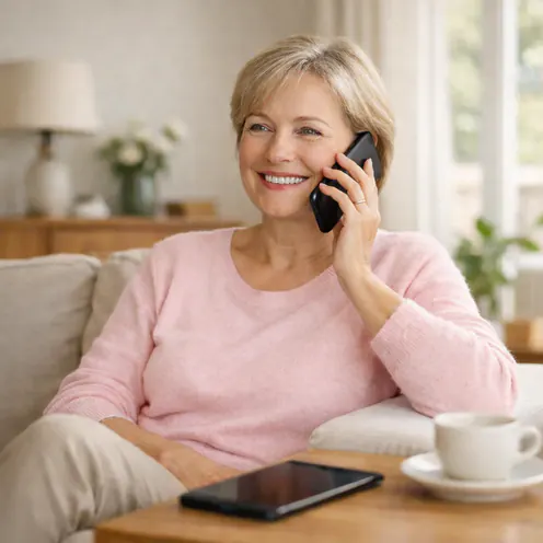 Seniorin am Telefon