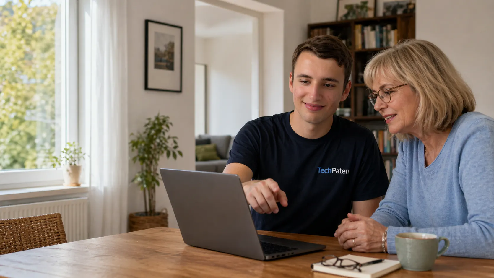TechPate richtet neuen Laptop bei Senior zuhause ein