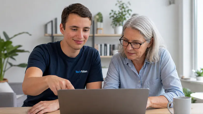 Laptop Hilfe für Senioren zuhause