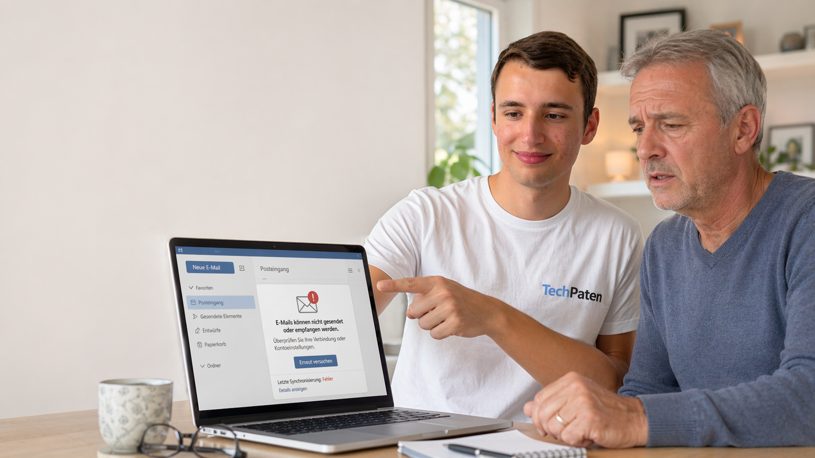 TechPate hilft Seniorin bei E-Mail und Outlook am Laptop